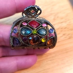 Gold Multi Gem/Rhinestone Embellished Hair Clip
